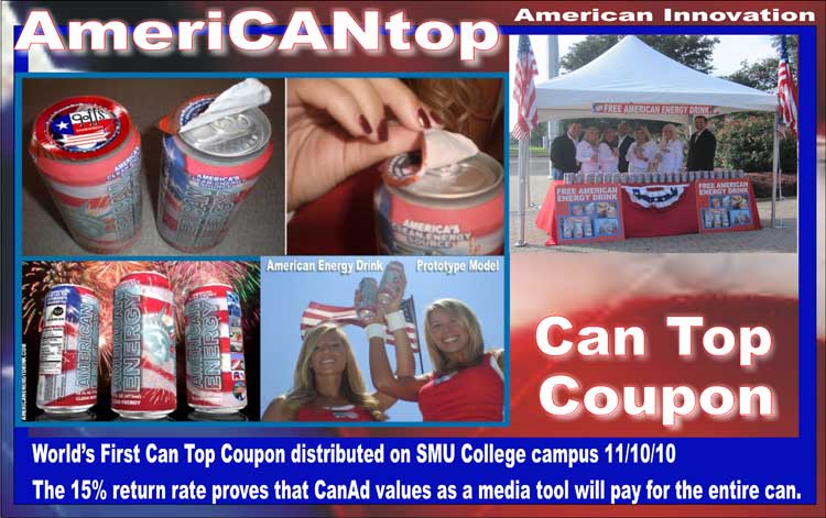 AMERICAN ENERGY DRINK | DRINK AMERICAN ENERGY | CAN TOP COUPON | ADVERCAN | CAN COVERS